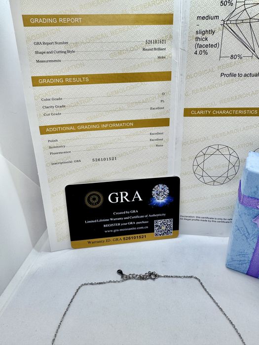 Сребърно колие с мойсанит (Диамант) 1 карат