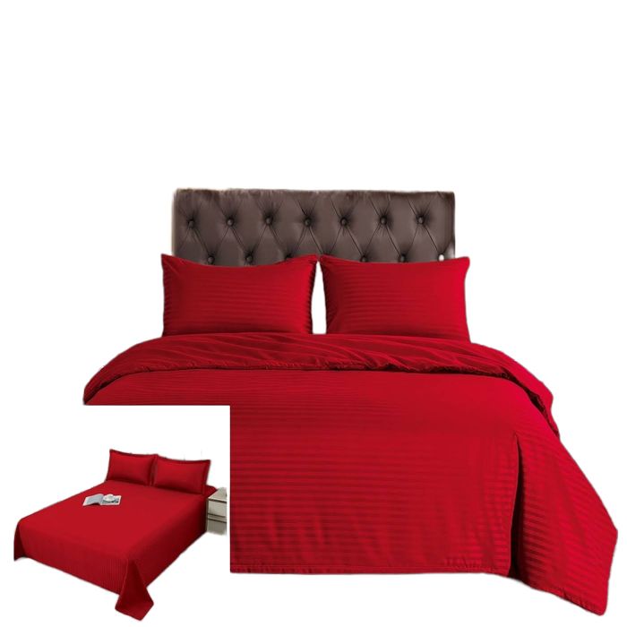 Lenjerie Damasc Danemarca Df009, Damasc, 6 Piese, Fara Elastic, Rosu