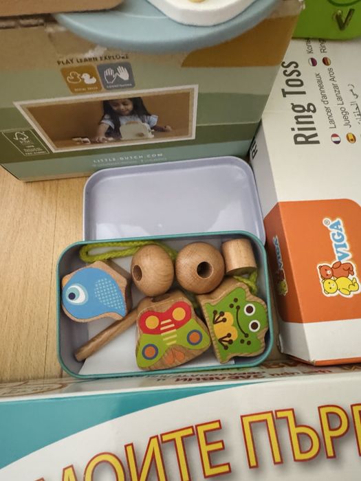 Комплект дървени и картонени играчки