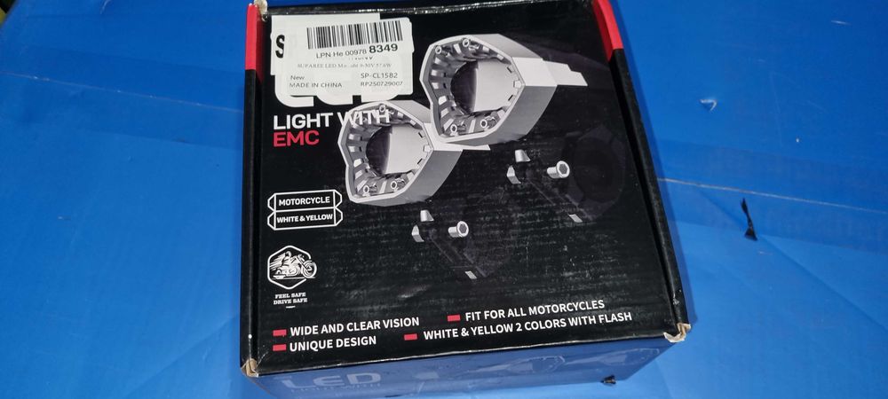 Set Proiectoare Moto SUPAREE - Kit Complet Cablaj + Buton - NOI