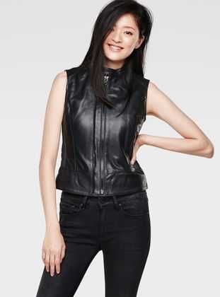 Намален Нов G-star 5620 Custom Zip Leather Дамски Елек Естествена Кожa