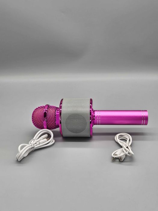 Безжичен караоке микрофон с вграден високоговорител – Розов