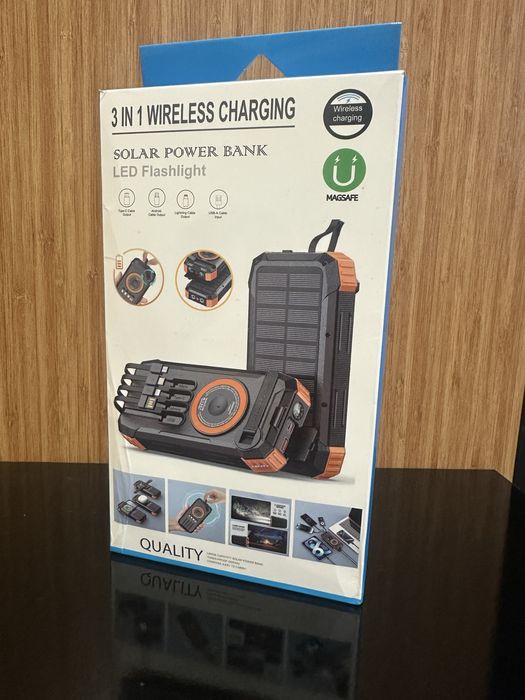 Power bank solar 20000 mAh Black NOU wireless charging