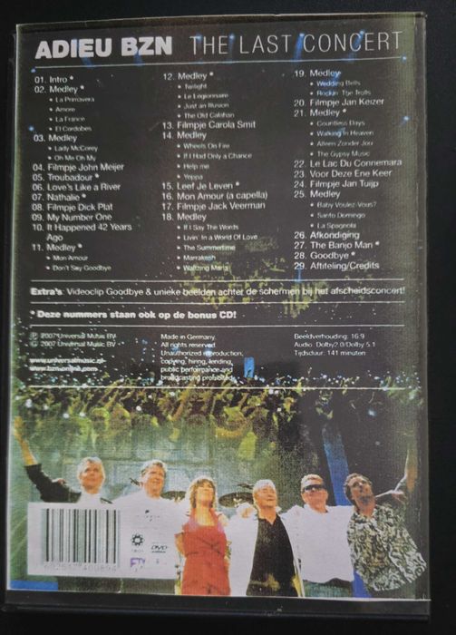 DVD original - Adieu BZN-The Last Concert 2007 Bucuresti Sectorul