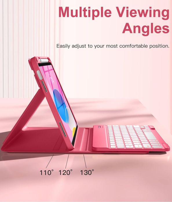Husa cu tastatura roz,tableta iPad gen 10 - A16