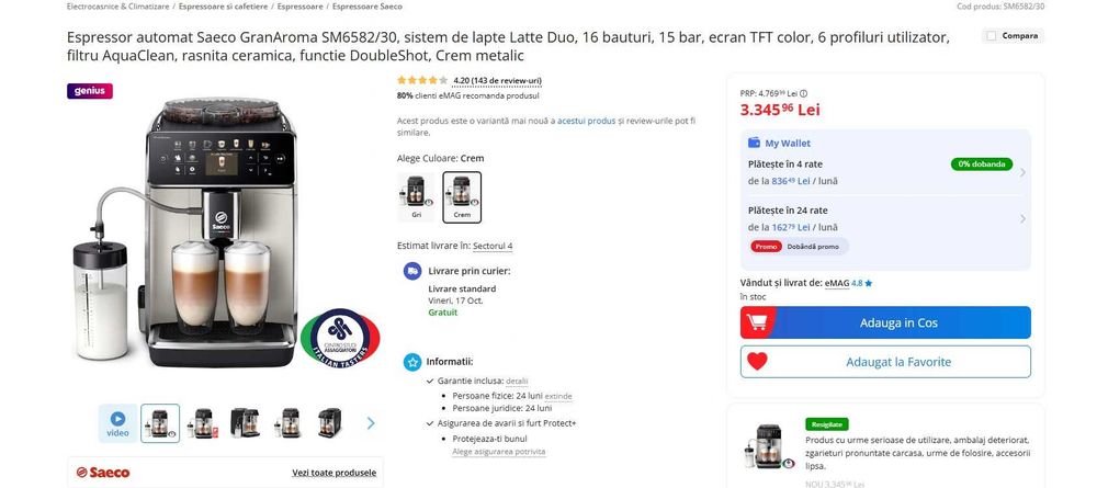 Espressor automat Saeco GranAroma SM6582/30