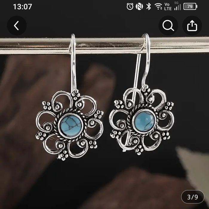 Винтидж тюркоазени висящи обеци, подарък за елегантната визия на сякаш