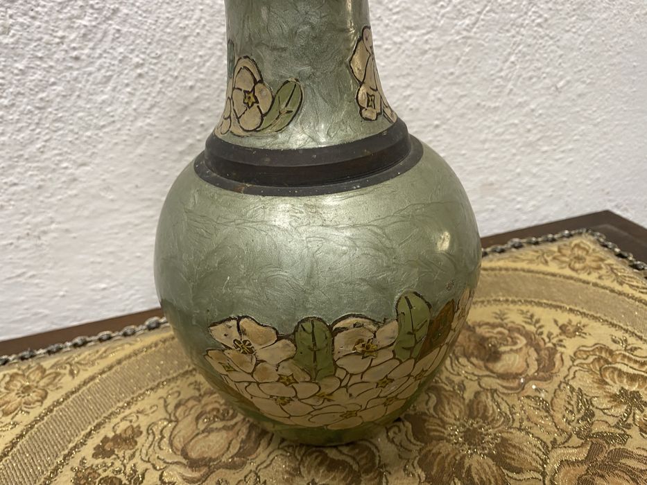 Японска месингова ваза Japan 1920 1940 ръчно рисувана