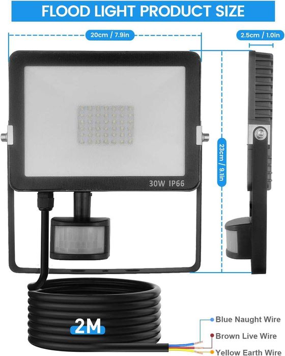 2023 30W охранителен прожектор сензор за движение с IR дистанционно