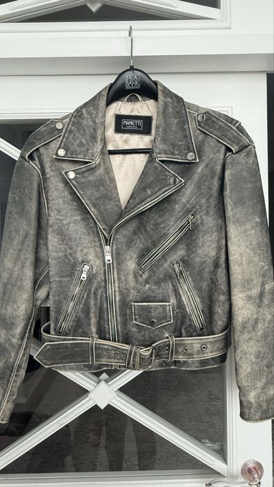 Кожаная косуха серая