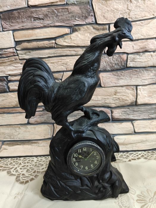 Чугунные настольные часы "Петух"