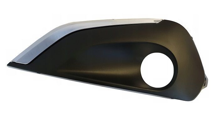 Grila bara Peugeot 208, 2015-, fata, stanga/dreapta, cu ornament cromat; cu gaura proiector; lateral
