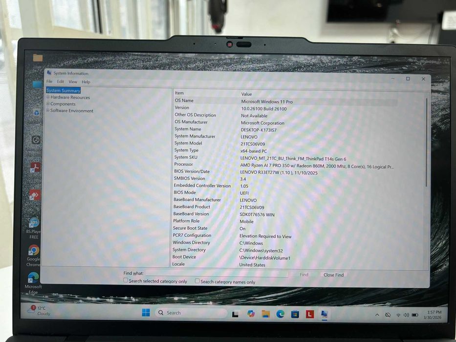 Lenovo ThinkPad T14s Gen 6 (21TC) – AMD Ryzen™ AI 7 PRO 360