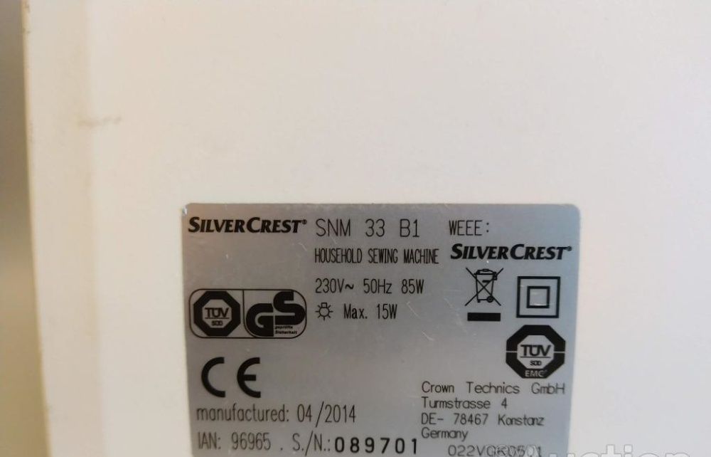 Швейная машина SilverCrest SNM 33 B1 (Germany)