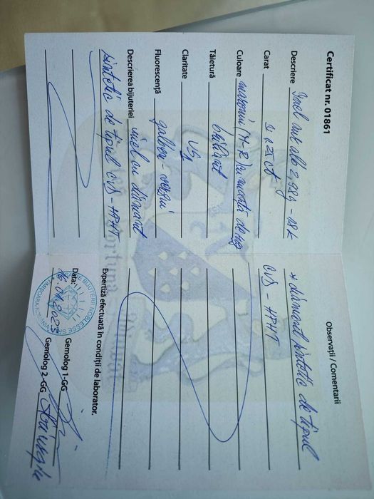 Inel 18k cu diamante naturale si un diamant lab grown 1,25ct