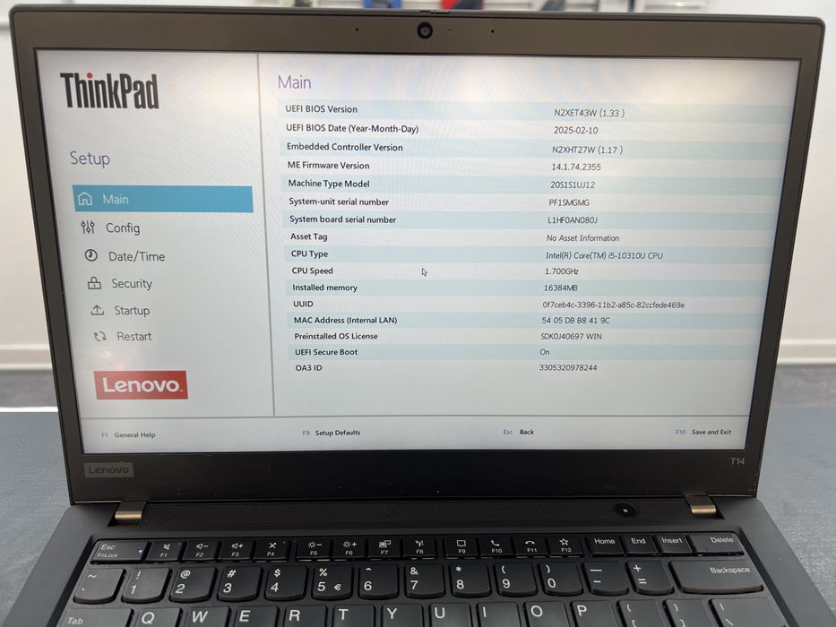 Lenovo ThinkPad T14 G1 i5-10310U 16GB DDR4 256SSD Garantie Stare buna