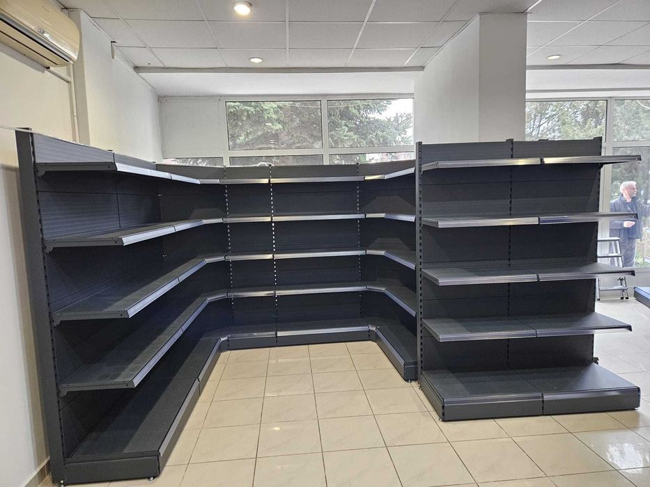 Vand rafturi metalice gri antracit pentru magazin