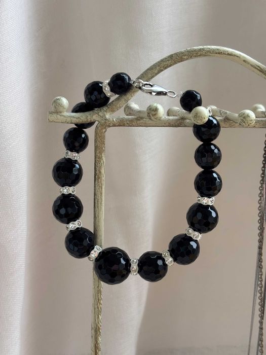 Оникс + сребро 925 | Колие, гривна, обеци