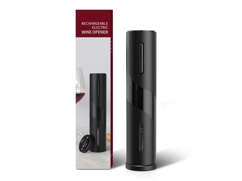 Lichidare stoc. Tirbuson electric cu accesoriu taiat folie, Negru