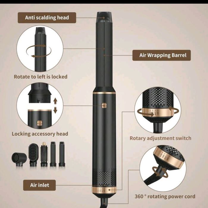 5-в-1 Мултифункционален Сешоар – Вашият Персонален Фризьор у Дома!