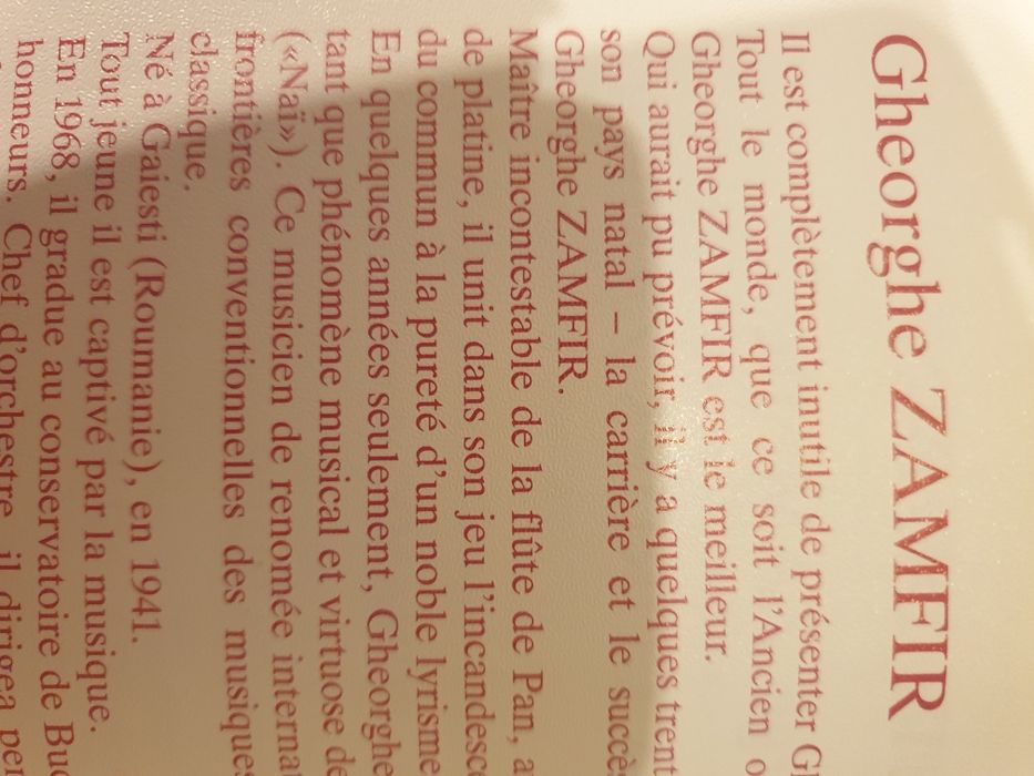 Gheorghe Zamfir - semnat! - Paris 1988