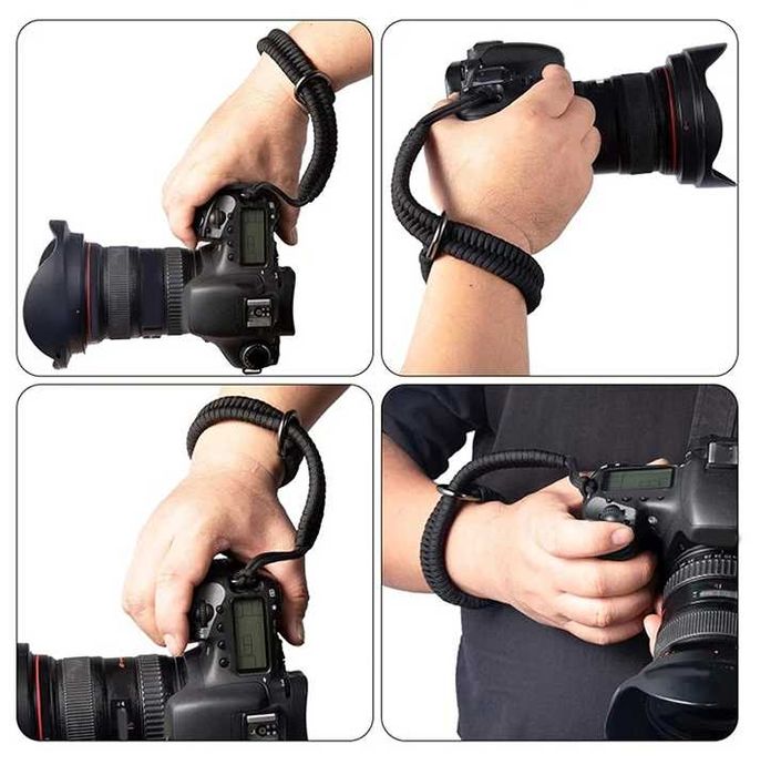 Ремък за фотоапарат – camera hand strap, черен/зелен