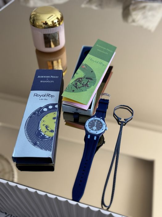 Ceas Audemars Piguet x Swatch RoyalPop Albastru + Curea – Nou, în cutie