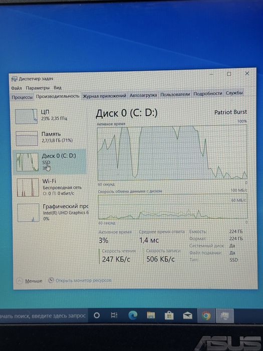 Asus Celeron N4 Ram 4 gb ssd 256