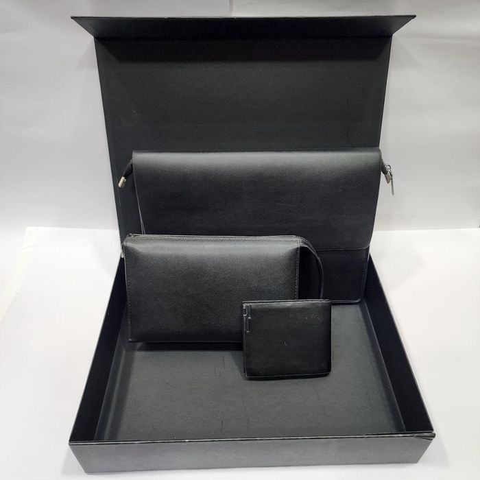 Мужской кожаный набор — Сумка + Клатч + Мини-кошелёк