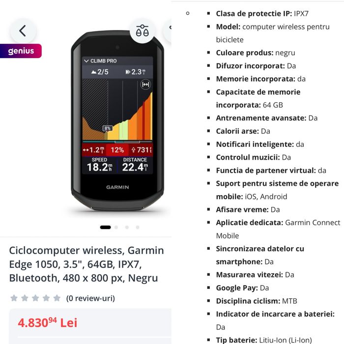 Ciclocomputer Garmin 1050 edge