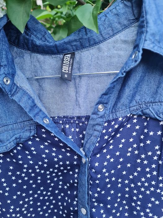 Bluza dama cu imprimeu cu stele, culoare blue Navy, marimea S, Denim