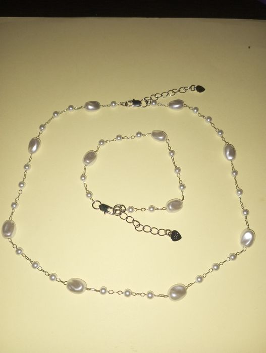 Set cercei și colier argint 925 cu perle