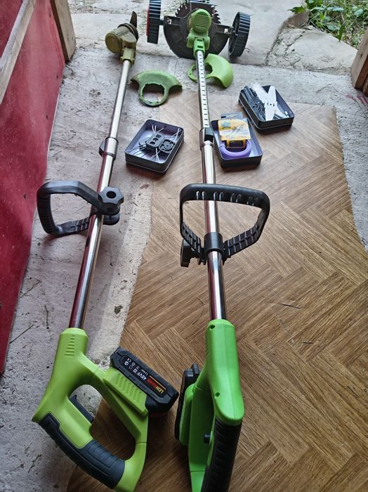 Pachet 3 bucăți trimmer, coasă electrică cu acumulator și priză