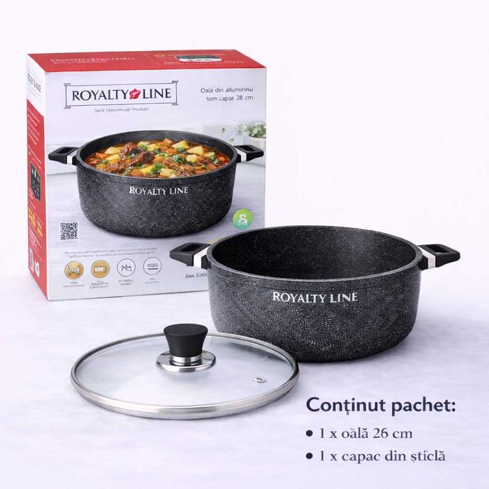 Oala din aluminiu turnat cu acoperire marmura 36 cm Royalty Line