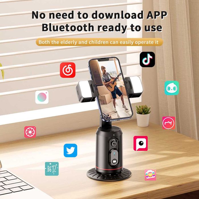 Автоматична стойка за телефон 360° + проследяване на лице + LED