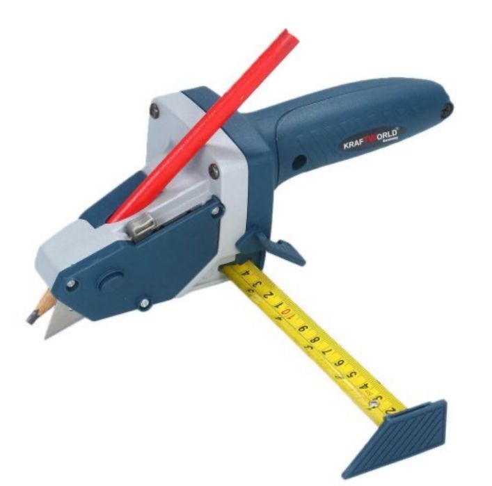 Инструмент за Рязане на Гипскартон и Дървен Материал с ролетка и молив
