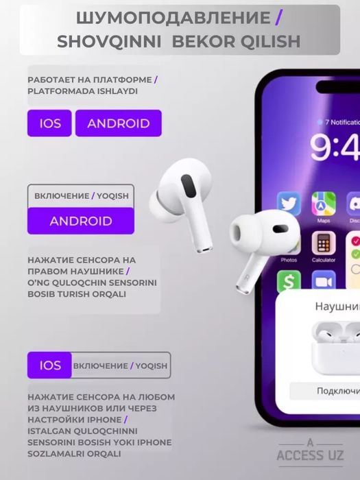 Simsiz quloqchinlar Air Pods Pro, Android va IOS telefonlar uchun