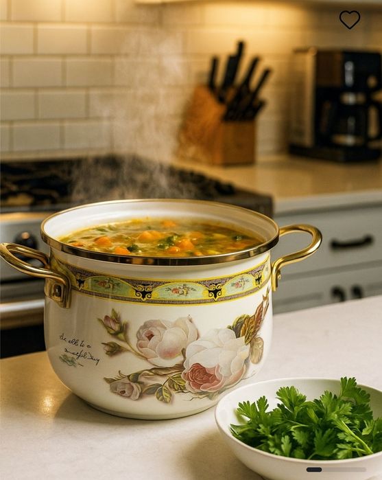 Эмалированная суповая кастрюля 22см 4.5Л