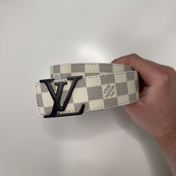 *PIELE* Curea LV Catarama Neagra Carouri Alba 110cm Livrare 24-48h Verificare Colet Inclus