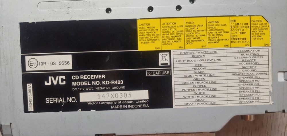 JVC KD - R423 radio cd/mp3 usb