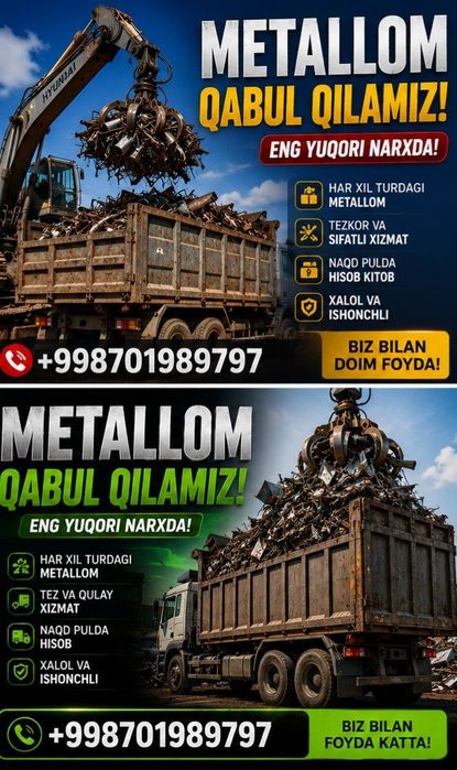 Metallom qabul qilamiz qayta ishlagani.
