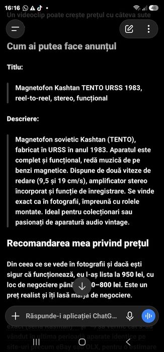Magnetofon Kahstan TENTO URSS 1983