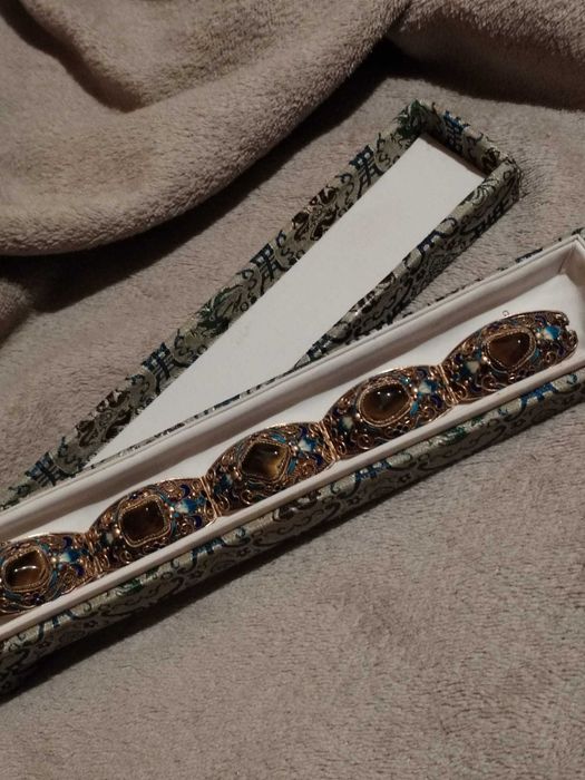 Bratara argint cu bronzit si email, China 1960 -1970