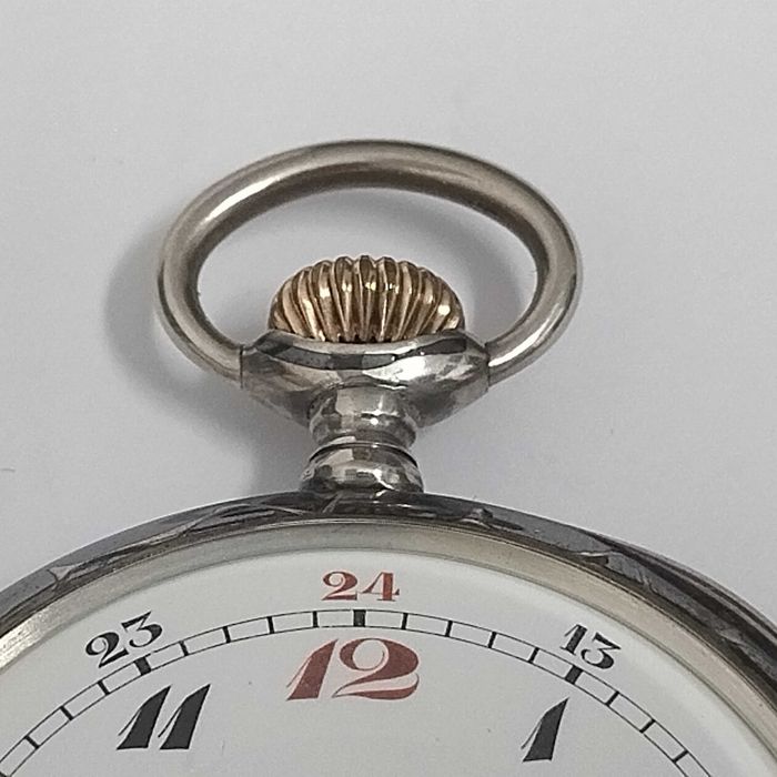 LONGINES джобен часовник, сребро/silver 0,900, идален, много рядък