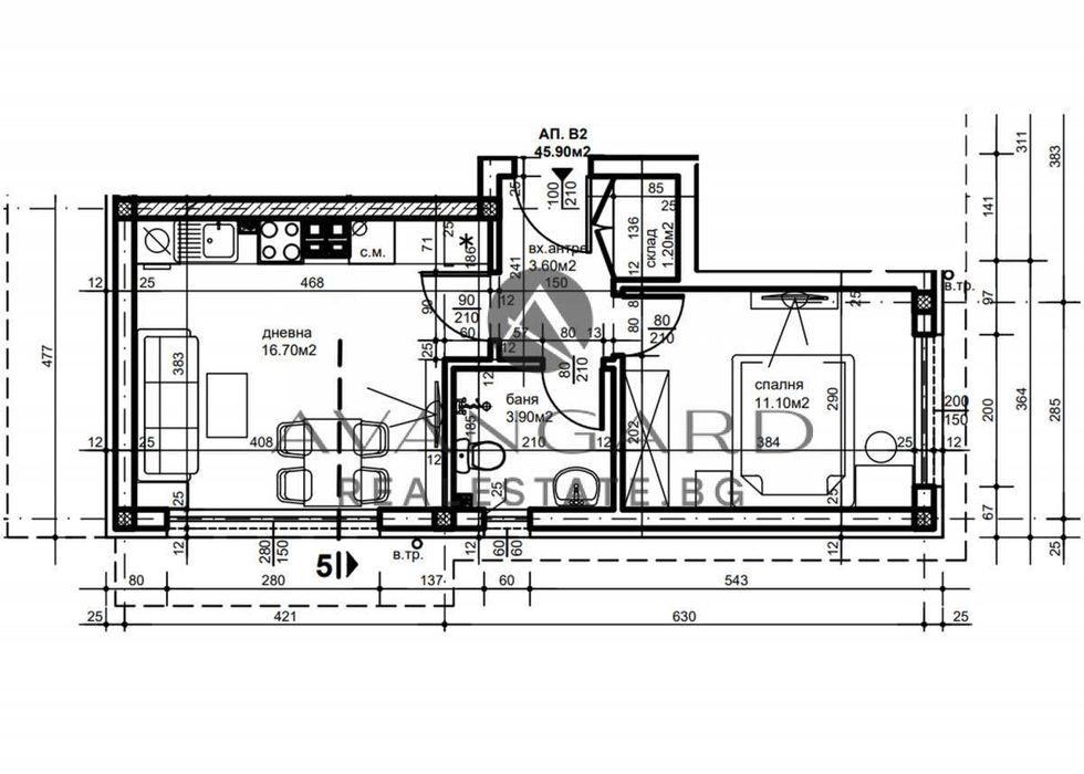 Продава се Двустаен апартамент в Пловдив, Прослав - 56 кв.м за 637 €/кв.м - Снимка #5