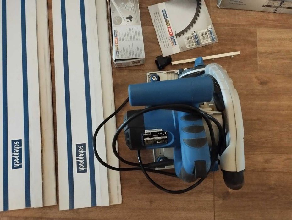 Продавам Ръчен циркуляр Scheppach PL45, 1010 W, ф 145 мм , пълен компплект, почти нов