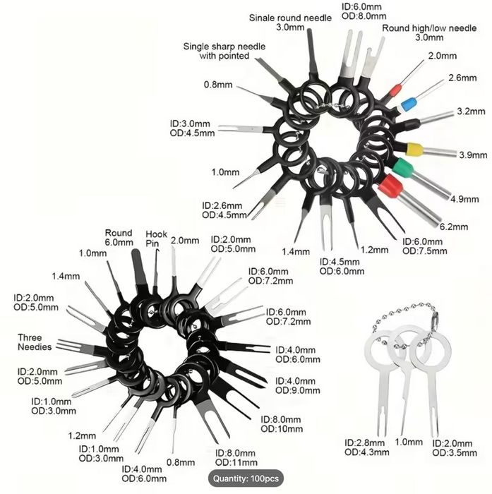 Set 100 Bucati Extractor Pini Din Mufe Auto Otel Inoxidabil Cheite