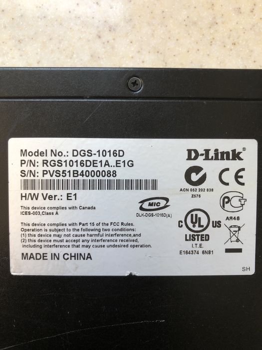 Коммутатор D-Link DGS-1016D