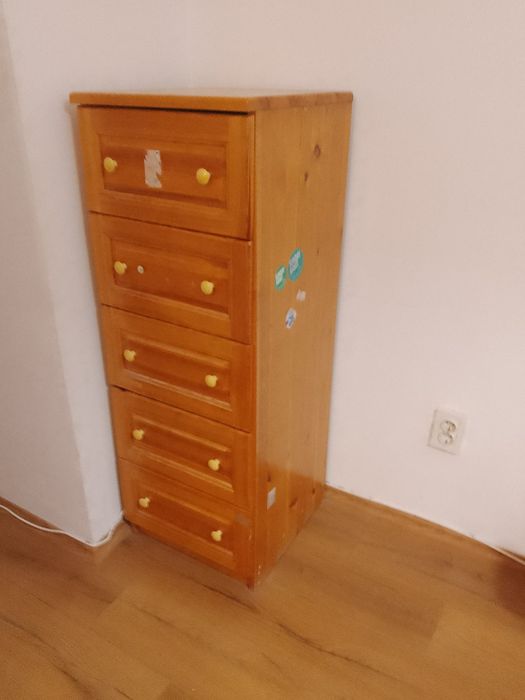 Дървен скрин от чам с 5 дълбоки чекмеджета