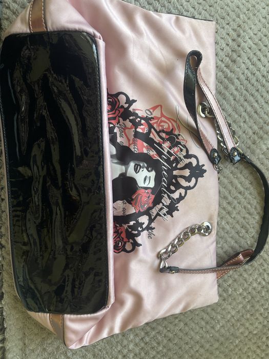 Musette incaltaminte  piele vitel/ guess geanta lac/saten roz medie